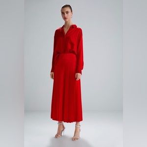 Red Pleated Trousers